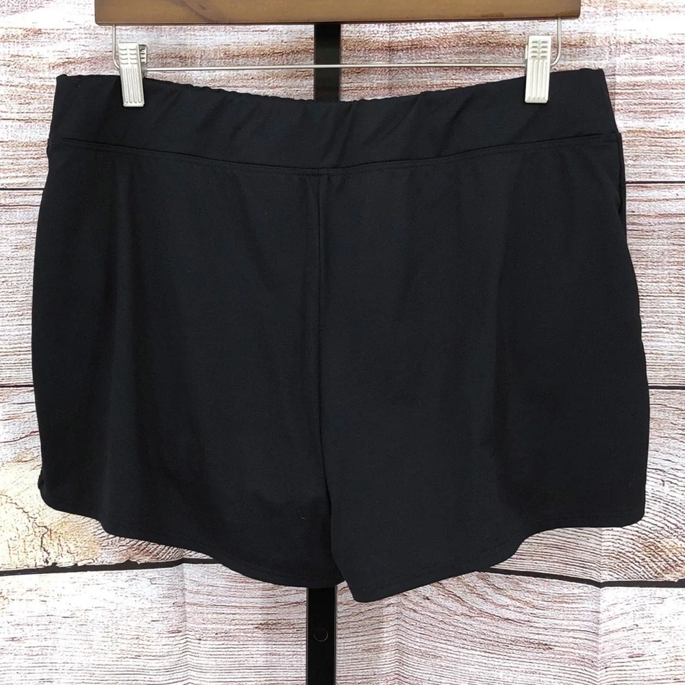 Lands' End Black Swim Lined Shorts  Size 16